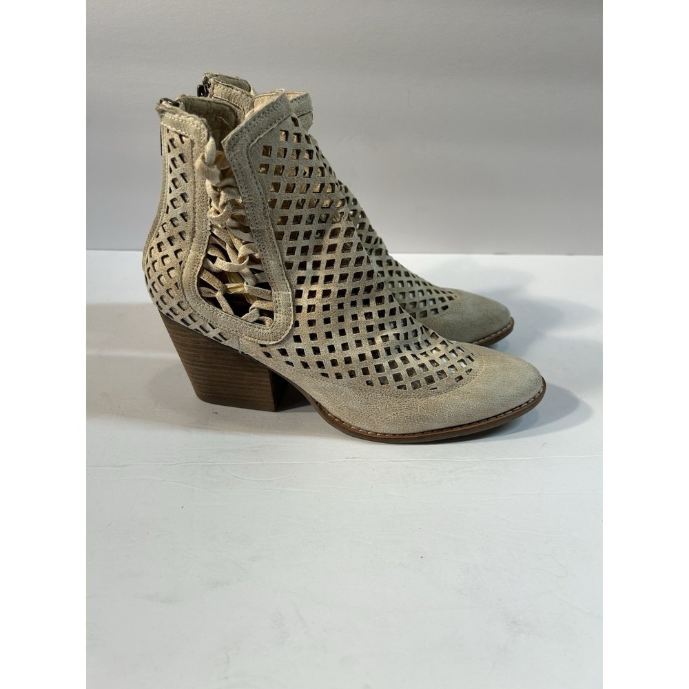 Coconuts by Matisse Women's 8M Laser Cut Booties Beige Western Boho Ankle Boots